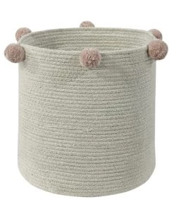 Lorena Canals Boîtes Et Paniers De Rangements Enfant Panier De Rangement En Coton Naturel Et Rose Nude