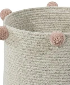 Lorena Canals Boîtes Et Paniers De Rangements Enfant Panier De Rangement En Coton Naturel Et Rose Nude -Coussins enfant Soldes 2022 panier de rangement en coton naturel et rose nude 3