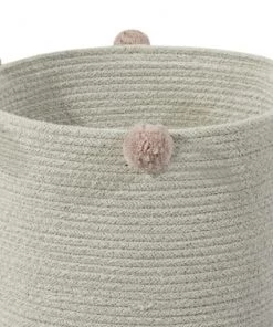 Lorena Canals Boîtes Et Paniers De Rangements Enfant Panier De Rangement En Coton Naturel Et Rose Nude -Coussins enfant Soldes 2022 panier de rangement en coton naturel et rose nude 4