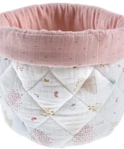 Noukie's Accessoires De Salle De Bain Enfant Panier De Toilette En Mousseline De Coton Bio Lina Et Joy (23 X 20 Cm)