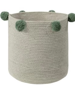 Lorena Canals Boîtes Et Paniers De Rangements Enfant Panier En Coton Beige Et Vert 30xØ30