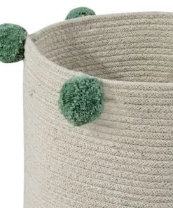 Lorena Canals Boîtes Et Paniers De Rangements Enfant Panier En Coton Beige Et Vert 30xØ30 -Coussins enfant Soldes 2022 panier en coton beige et vert 30xoe30 3