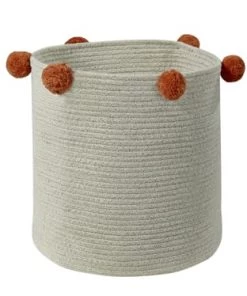 Lorena Canals Boîtes Et Paniers De Rangements Enfant Panier En Coton Beige Et Vert 30xØ30 -Coussins enfant Soldes 2022 panier en coton naturel et terre cuite 30xoe30