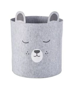 Maisons Du Monde Boîtes Et Paniers De Rangements Enfant Panier Ours En Feutrine Gris Anthracite