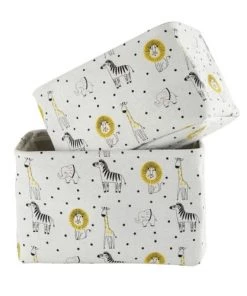 Maisons Du Monde Boîtes Et Paniers De Rangements Enfant Paniers De Rangement Gris Imprimé Animaux (x2)