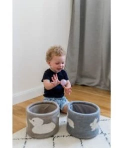 Kindsgut Boîtes Et Paniers De Rangements Enfant Petit Panier De Rangement En Coton Gris -Coussins enfant Soldes 2022 petit panier de rangement en coton gris 4