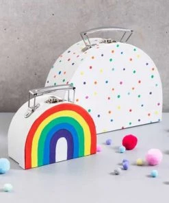 Coussins enfant Soldes 2022 -Coussins enfant Soldes 2022 petite valise en carton semi circulaire blanche a decorer 12x9x6cm 1