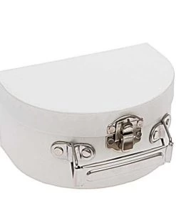 Rico Design Boîtes Et Paniers De Rangements Enfant Petite Valise En Carton Semi-circulaire Blanche à Décorer 12x9x6cm