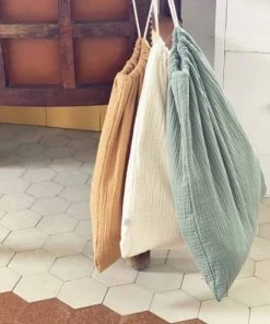 Cocoeko Boîtes Et Paniers De Rangements Enfant Pochon En Double Gaze De Coton Camel -Coussins enfant Soldes 2022 pochon en double gaze de coton camel 2