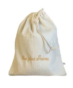 Cocoeko Boîtes Et Paniers De Rangements Enfant Pochon En Double Gaze De Coton Ecru