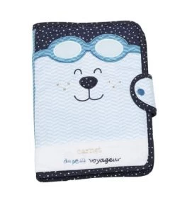 Sauthon Accessoires De Salle De Bain Enfant Protege Carnet De Sante En Coton Bleu