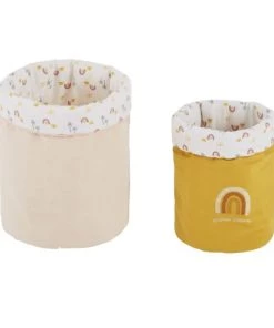Maisons Du Monde Boîtes Et Paniers De Rangements Enfant Rangements Bébé En Coton Motifs Palmiers Et Arcs-en-ciel Multicolores (x2)