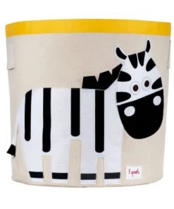 3 Sprouts Boîtes Et Paniers De Rangements Enfant Sac à Jouets Zèbre Blanc H45cm