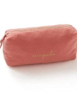 Cocoeko Accessoires De Salle De Bain Enfant Trousse De Toilette Brodé Escapade Marsala