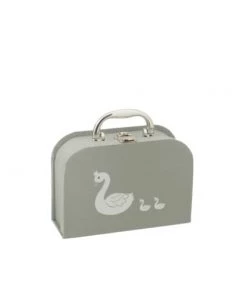 LANADECO Boîtes Et Paniers De Rangements Enfant Valise Cygne En Papier Blanc Et Gris