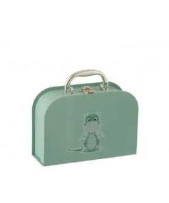 LANADECO Boîtes Et Paniers De Rangements Enfant Valise Dragon En Papier Blanc Et Menthe