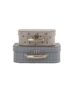 OYOY Living Design Boîtes Et Paniers De Rangements Enfant Valise Enfant Bleu Et Gris Carton H8,5x22,5x18cm / H7,5x20,5x14,5 Cm