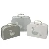 LANADECO Boîtes Et Paniers De Rangements Enfant Valises Cygne En Papier Blanc Et Gris - Lot De 3